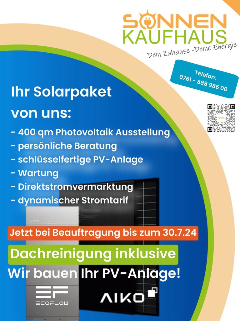 schlüsselfertige PV-Anlagen vom Sonnenkaufhaus Lörrach und Freiburg